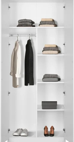 OTTO home Kleiderschrank »Sylt Schlafzimmerschrank Garderobe Schrank hochglanz« hochwertige Metall Griffe in schwarz,Drehtürenschrank mit perfekter Innenausstattung, Breite 80cm