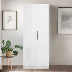 OTTO home Kleiderschrank »Sylt Schlafzimmerschrank Garderobe Schrank hochglanz« hochwertige Metall Griffe in schwarz,Drehtürenschrank mit perfekter Innenausstattung, Breite 80cm