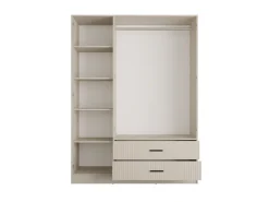 OTTO home Kleiderschrank »TERRIK,modern mit viel Stauraum & geriffelter Struktur, Spiegel« B/H/T ca.150/200/60 cm,Garderobe mit 6 Fächern, Kleiderstange, 2 Schubladen, Made in EU