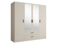 OTTO home Kleiderschrank »TERRIK,modern mit viel Stauraum & geriffelter Struktur, Spiegel« B/H/T ca. 200/200/60,Schrank mit 11 Fächern, Kleiderstange, 2 Schubladen, Made in EU
