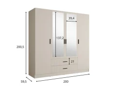 OTTO home Kleiderschrank »TERRIK,modern mit viel Stauraum & geriffelter Struktur, Spiegel« B/H/T ca. 200/200/60,Schrank mit 11 Fächern, Kleiderstange, 2 Schubladen, Made in EU