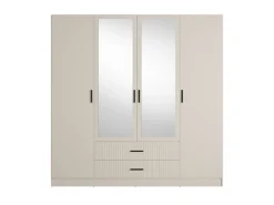 OTTO home Kleiderschrank »TERRIK,modern mit viel Stauraum & geriffelter Struktur, Spiegel« B/H/T ca. 200/200/60,Schrank mit 11 Fächern, Kleiderstange, 2 Schubladen, Made in EU