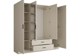 OTTO home Kleiderschrank »TERRIK,modern mit viel Stauraum & geriffelter Struktur, Spiegel« B/H/T ca. 200/200/60,Schrank mit 11 Fächern, Kleiderstange, 2 Schubladen, Made in EU