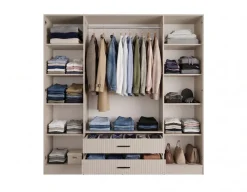 OTTO home Kleiderschrank »TERRIK,modern mit viel Stauraum & geriffelter Struktur, Spiegel« B/H/T ca. 200/200/60,Schrank mit 11 Fächern, Kleiderstange, 2 Schubladen, Made in EU