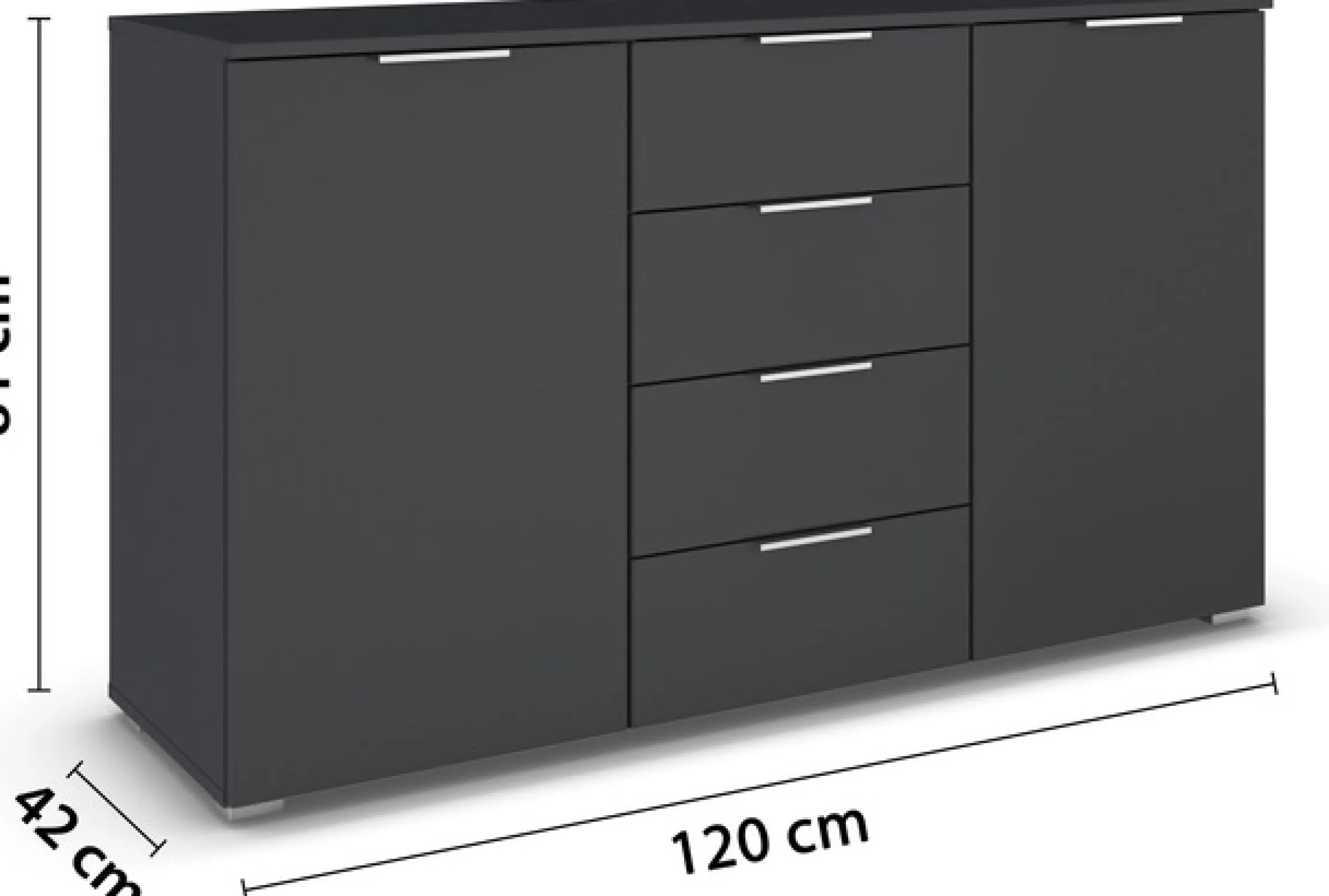 OTTO home Kombikommode »Sideboard Schubladenkommode AGORDO mit Dekor- oder Hochglanzfront« in zwei Griff-Farben, Breite 120 cm,vier große Schubladen, mit insgesamt 4 Einlegeböden MADE IN GERMANY