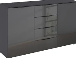 OTTO home Kombikommode »Sideboard Kombikommode Schubladenkommode AGORDO mit Glasfront« in zwei Griff-Farben, Breite 120 cm,vier große Schubladen, mit insgesamt 4 Einlegeböden MADE IN GERMANY