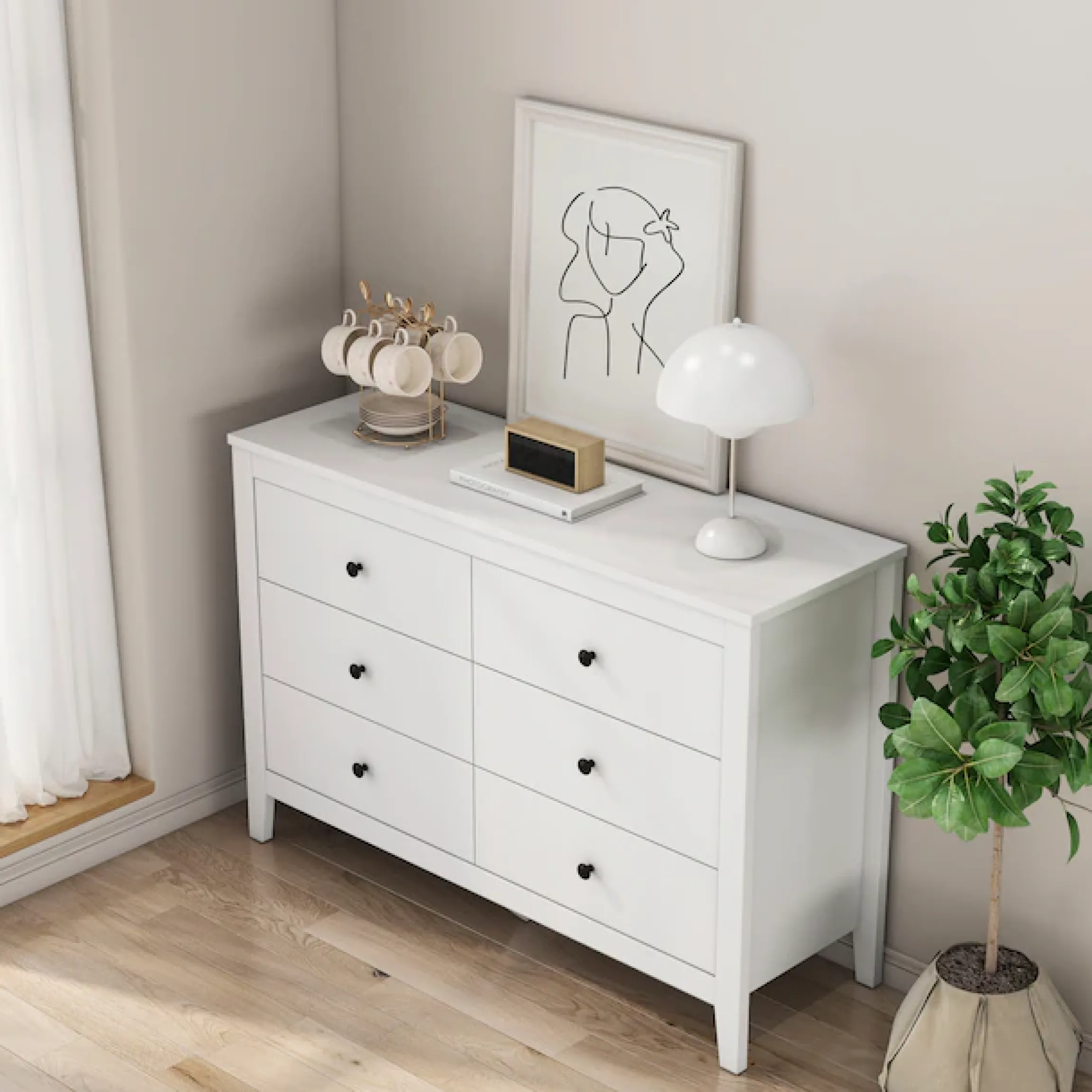 OTTO home Kommode »Avelin« Melaminoberfläche, schwarze Metallgriffe, Breite 80 cm