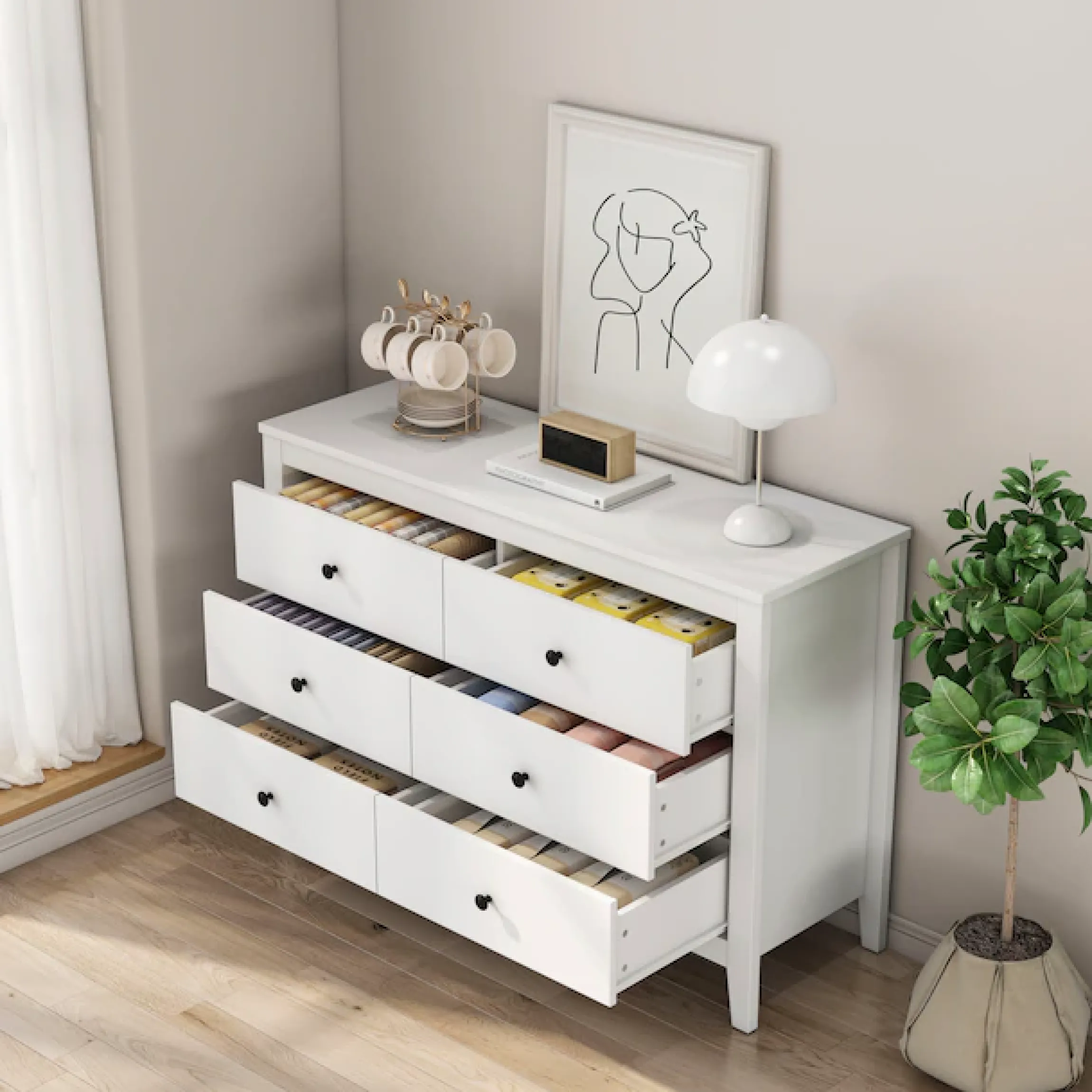 OTTO home Kommode »Avelin« Melaminoberfläche, schwarze Metallgriffe, Breite 80 cm