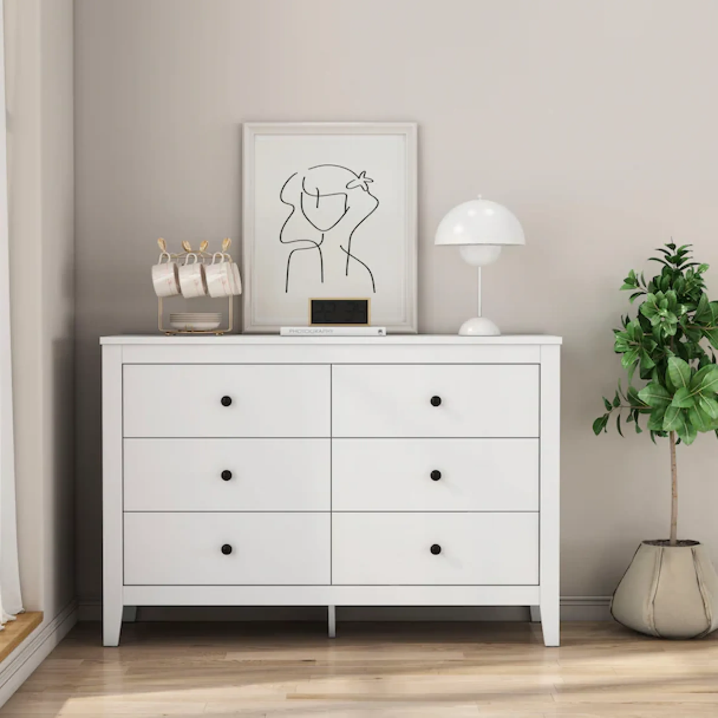 OTTO home Kommode »Avelin« Melaminoberfläche, schwarze Metallgriffe, Breite 80 cm