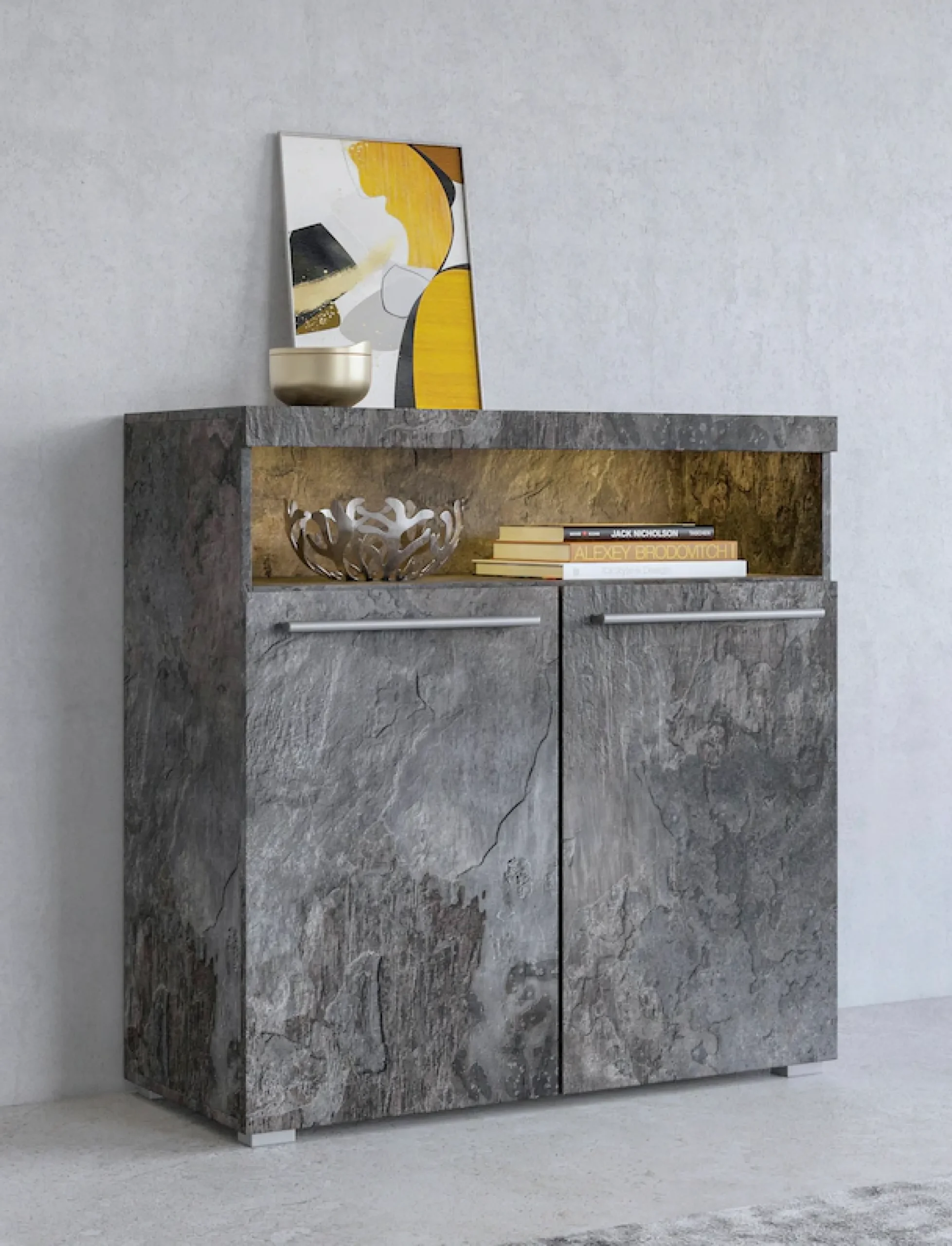 OTTO home Kommode »India, Breite 91cm, stilvolle Anrichte mit 2 Türen und offene Fach« Sideboard viel Stauraum, ohne Beleuchtung
