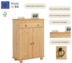 OTTO home Kommode »Indra, Sideboard« B/T/H: 74/35/100 cm,74 cm breit, aus massiver Kiefer, FSC®-zertifiziert