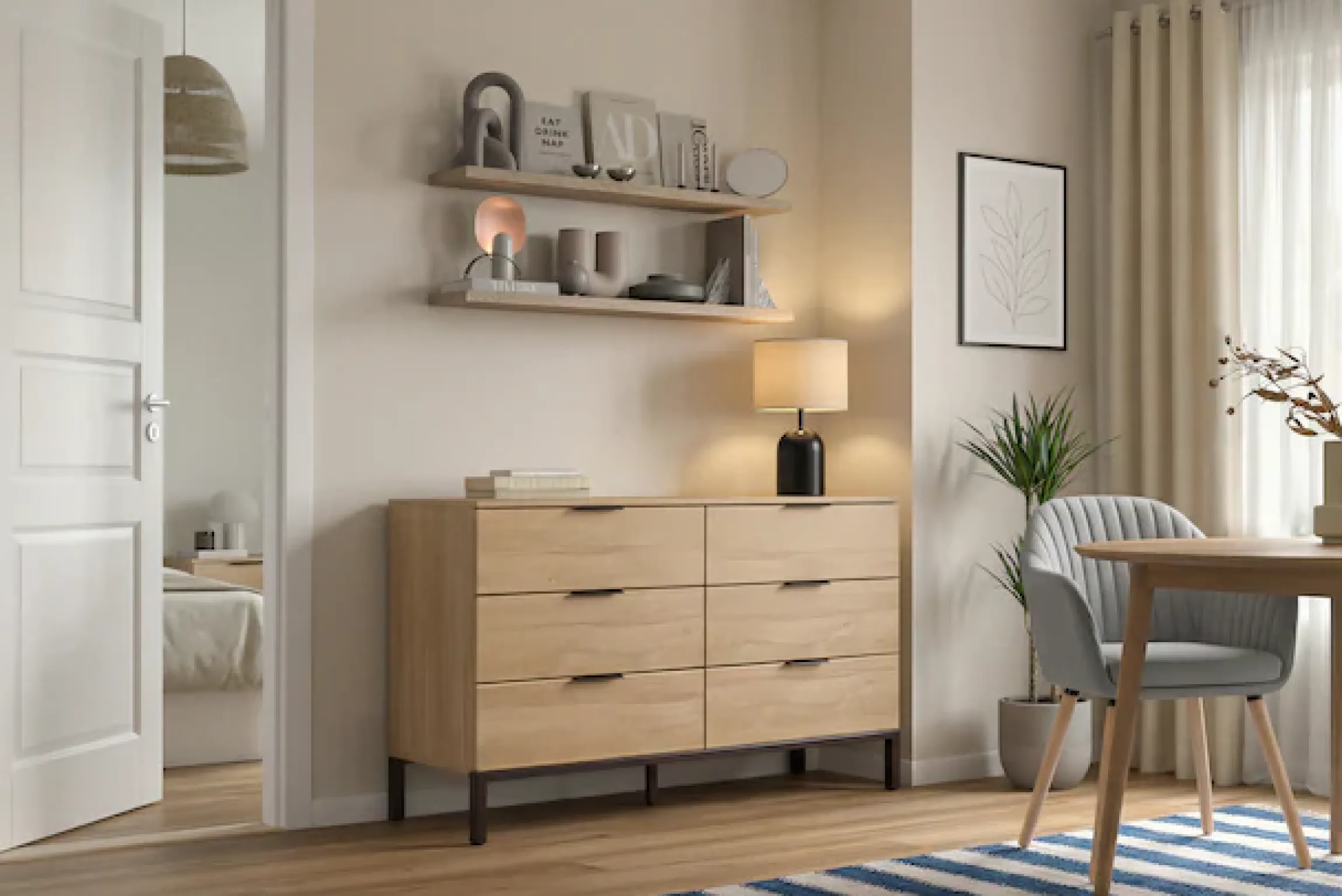 OTTO home Kommode »Jorinde« Melaminoberfläche, flexibler Stauraum und robustes Metallgestell