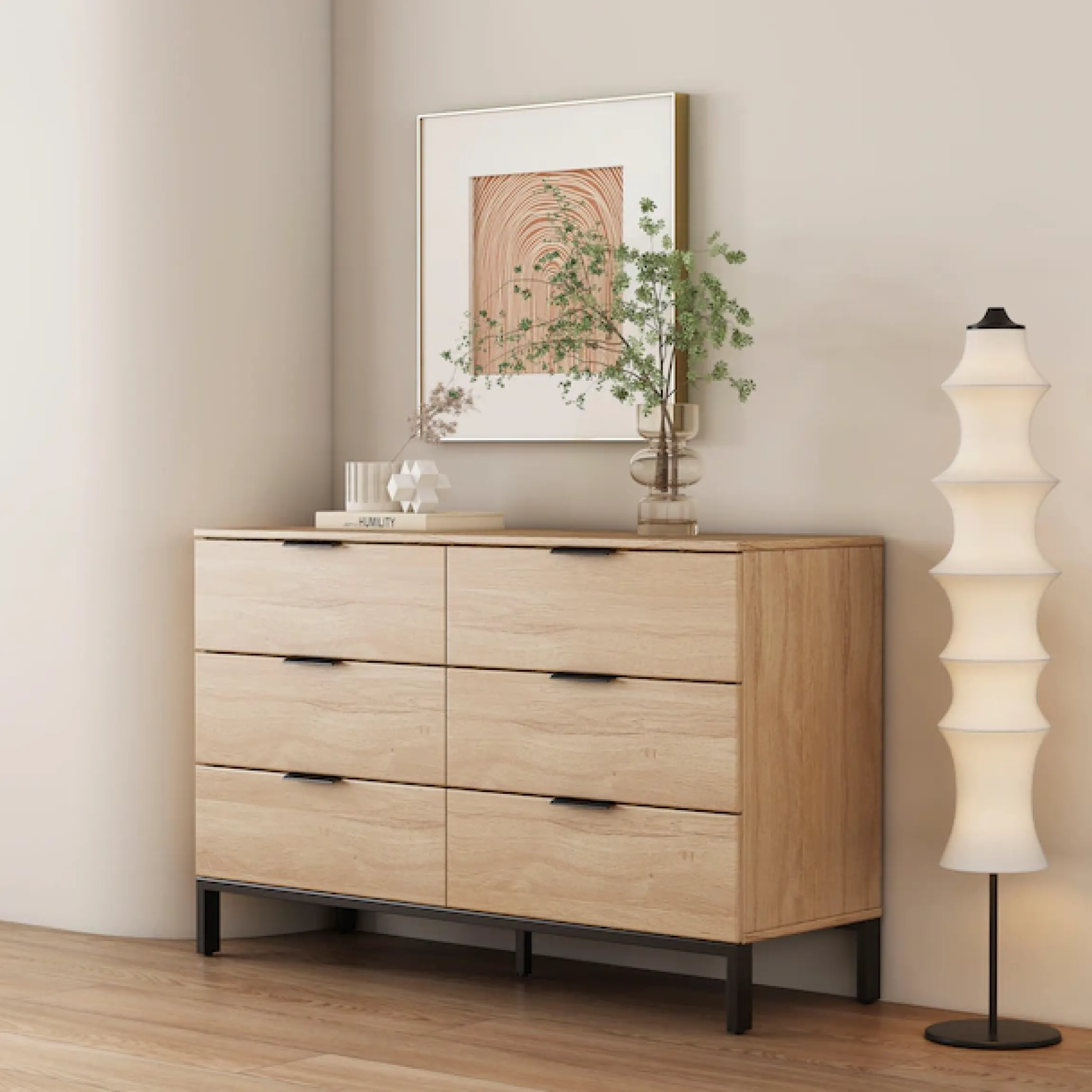 OTTO home Kommode »Jorinde« Melaminoberfläche, flexibler Stauraum und robustes Metallgestell