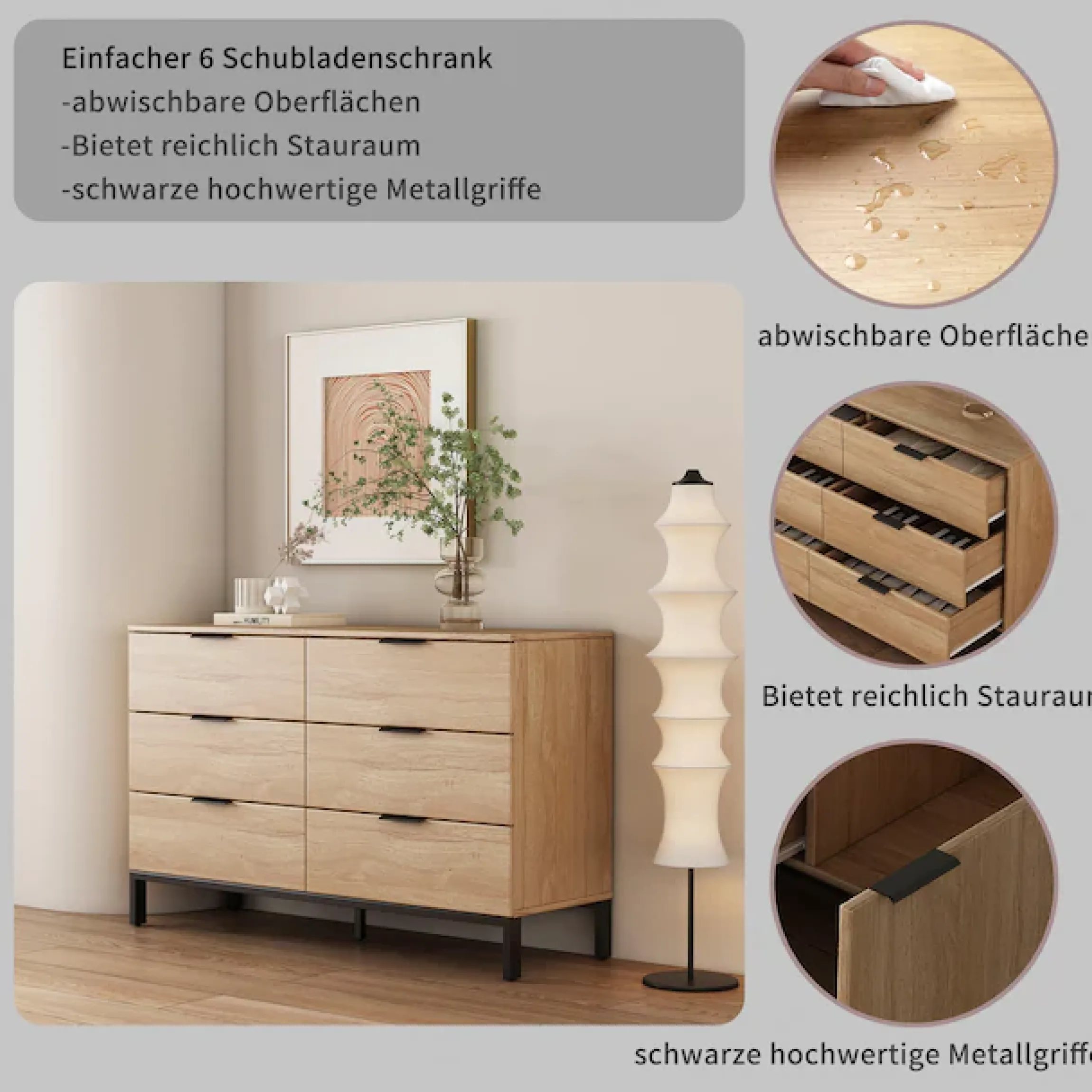 OTTO home Kommode »Jorinde« Melaminoberfläche, flexibler Stauraum und robustes Metallgestell