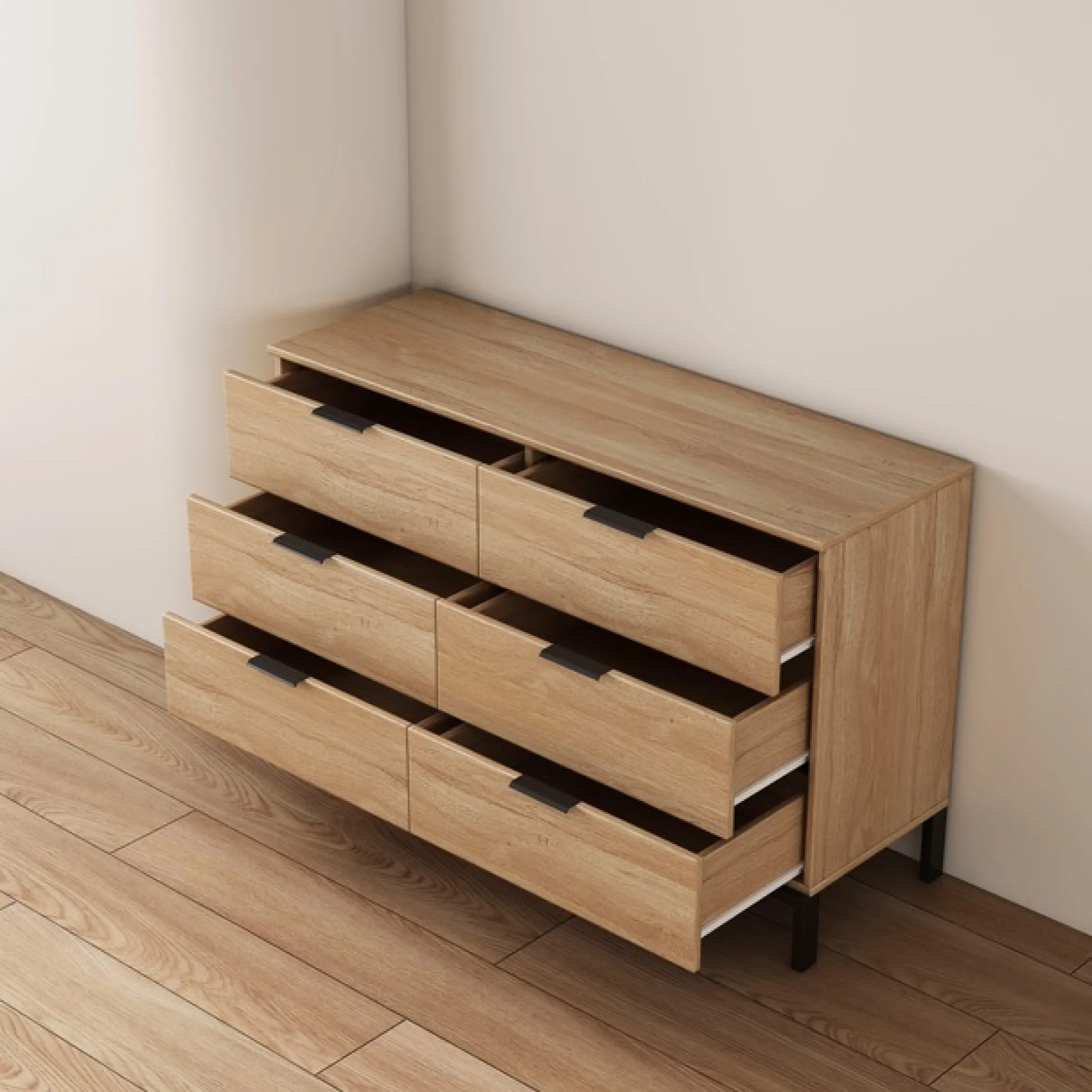 OTTO home Kommode »Jorinde« Melaminoberfläche, flexibler Stauraum und robustes Metallgestell