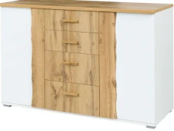 OTTO home Kommode »Kommode Fabellaa mit 4 Schubladen, 2 Einlegeböden, BxHxT 130x82x45 cm« mit viel Stauraum, 2 Drehtüren