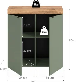 OTTO home Kommode »MAMBO II, Breite 77 cm, 2 Türen, 2 Einlegeböden« 1 Stk. tlg. Kommode, Anrichte, Wohnzimmer, Schlafzimmer