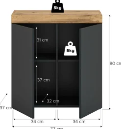 OTTO home Kommode »MAMBO, TOPSELLER!, Breite 77 cm, 2 Türen, 2 Einlegeböden« 1 Stk. tlg. Kommode, Anrichte, Wohnzimmer, Schlafzimmer