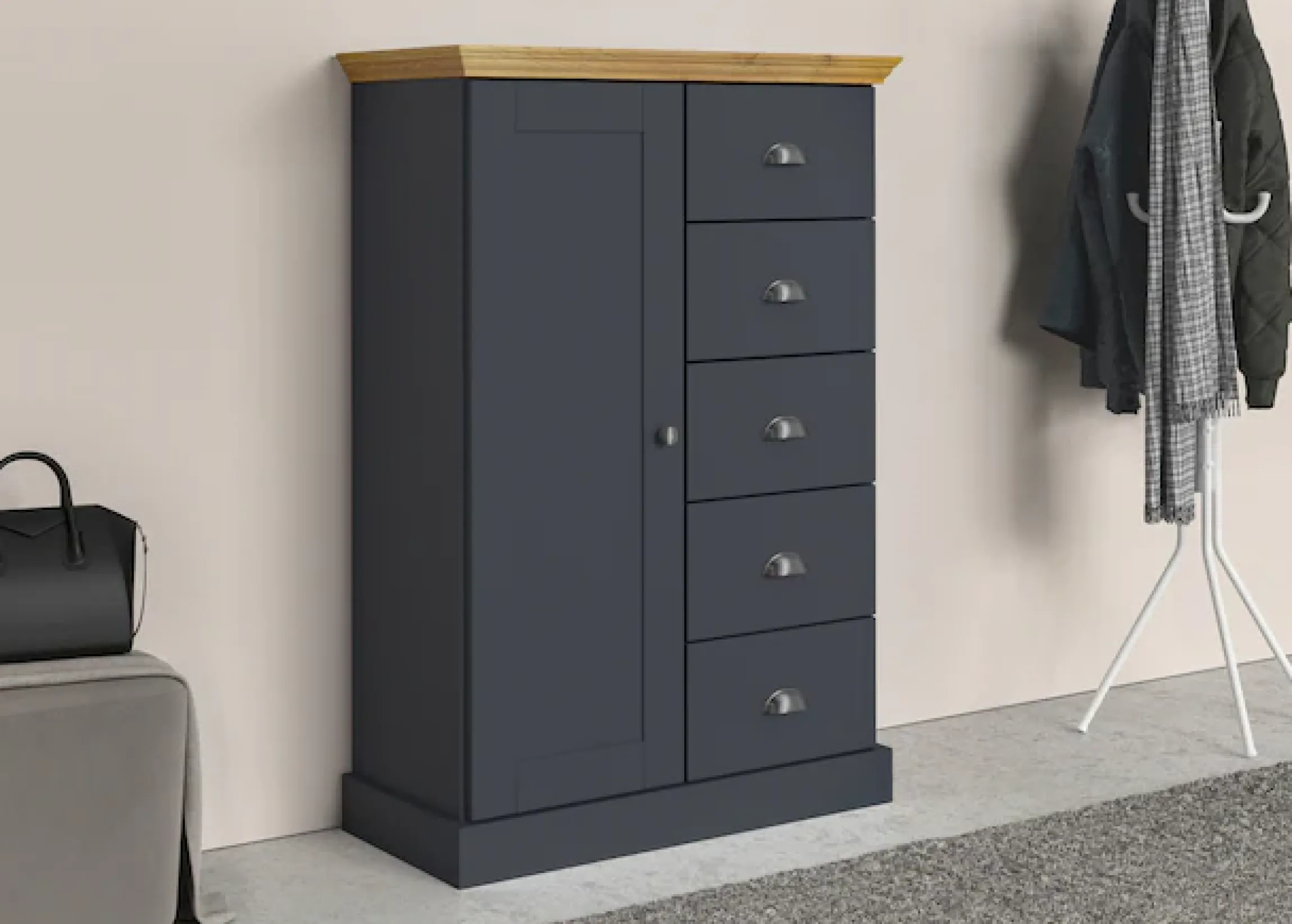 OTTO home Kommode »Motala« 5 Schubladen und 2 verstellbare Einlegeböden, Breite 75cm, Höhe 110cm
