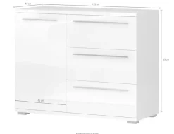 OTTO home Kommode »Piano, UV lackiert, hochglänzend in beige oder weiß, FSC-zertifiziert« 107x45x85cm (B/T/H),1-türig mit 3 Schubladen, Soft-Close Funktion