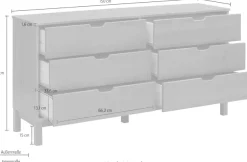 OTTO home Kommode »Post« massives Kiefernholz, mit vielen Stauraummöglichkeiten, Breite 150 cm
