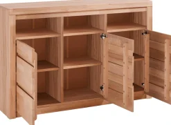 OTTO home Kommode »Silkeborg Fronten & Leisten aus Massivholz, Kospus aus Melamin« B/T/H 130/35/85 cm. 3 offene und 6 geschlossene Fächer