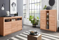 OTTO home Kommode »Silkeborg Fronten & Leisten aus Massivholz, Kospus aus Melamin« B/T/H 130/35/85 cm. 3 offene und 6 geschlossene Fächer