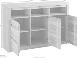 OTTO home Kommode »Silkeborg Fronten & Leisten aus Massivholz, Kospus aus Melamin« B/T/H 130/35/85 cm. 3 offene und 6 geschlossene Fächer