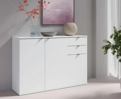 OTTO home Kommode »THALIAANA Sideboard mit 3 Türen und 2 Schubladen, Breite 120 cm« Schrank in 3 Farben erhältlich, schwarze Metallgriffe, viel Stauraum