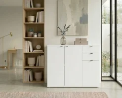 OTTO home Kommode »THALIAANA Sideboard mit 3 Türen und 2 Schubladen, Breite 120 cm« Schrank in 3 Farben erhältlich, schwarze Metallgriffe, viel Stauraum