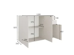 OTTO home Kommode »THALIAANA Sideboard mit 3 Türen und 2 Schubladen, Breite 120 cm« Schrank in 3 Farben erhältlich, schwarze Metallgriffe, viel Stauraum
