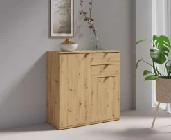 OTTO home Kommode »THALIAANA Sideboard mit 2 Türen und 2 Schubladen, Breite 80 cm« Schrank in 3 Farben erhältlich, schwarze Metallgriffe, viel Stauraum