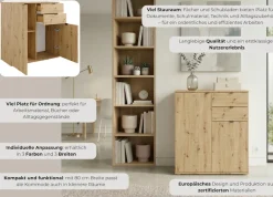 OTTO home Kommode »THALIAANA Sideboard mit 2 Türen und 2 Schubladen, Breite 80 cm« Schrank in 3 Farben erhältlich, schwarze Metallgriffe, viel Stauraum