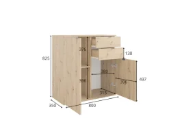 OTTO home Kommode »THALIAANA Sideboard mit 2 Türen und 2 Schubladen, Breite 80 cm« Schrank in 3 Farben erhältlich, schwarze Metallgriffe, viel Stauraum