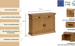 OTTO home Kommode »Vinales, mit 2 Schubläden, 2 Türen und Messinggriffe im Jugendstil« Messinggriffe im Jugendstil, mit Zierleisten und elegantem Sockel