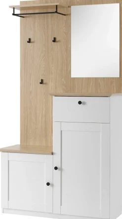 OTTO home Kompaktgarderobe »Brest, Garderobe im Landhausstil, Flurgarderobe, Dielenschrank« schwarze Metallgriffe, viel Stauraum, für kleine Räume geeignet