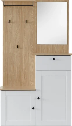 OTTO home Kompaktgarderobe »Brest, Garderobe im Landhausstil, Flurgarderobe, Dielenschrank« schwarze Metallgriffe, viel Stauraum, für kleine Räume geeignet