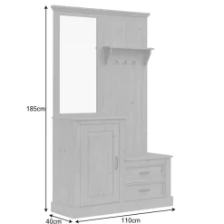 OTTO home Kompaktgarderobe »Selma Garderobe inkl. Kommode, 2 Schubkästen, Spiegel« Kompaktgarderobe, mit Spiegel, Haken und Hutablage, Breite 110 cm