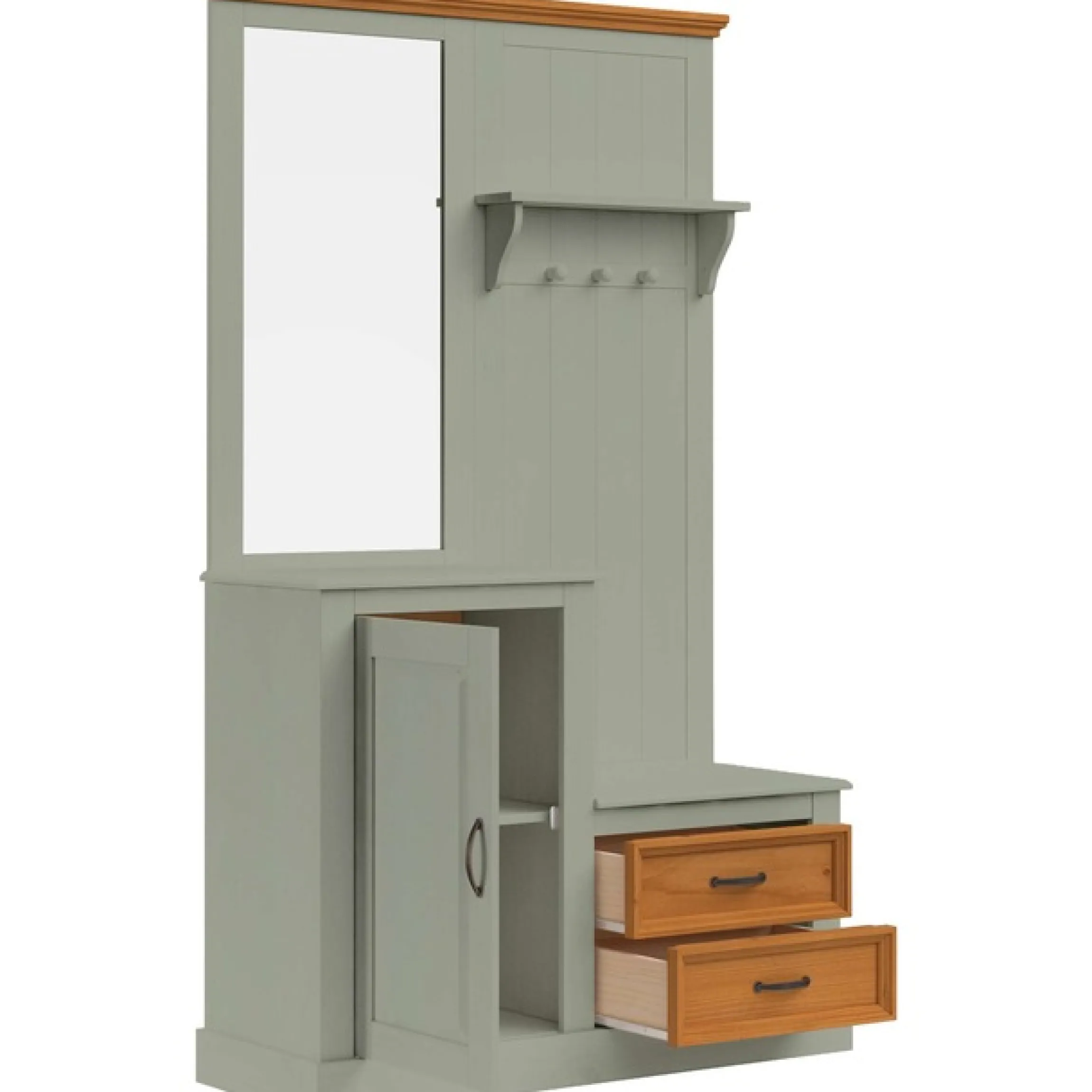 OTTO home Kompaktgarderobe »Selma Garderobe inkl. Kommode, 2 Schubkästen, Spiegel« Kompaktgarderobe, mit Spiegel, Haken und Hutablage, Breite 110 cm