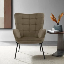OTTO home Loungesessel »Luukas, Ohrensessel mit Metallbeinen,« 1 Stk. tlg. Stoff recyceltes Polyester, Sitz und Rücken gepolstert, Sitzhöhe 46 cm