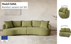 OTTO home Loungesofa »Sana, Bigsofa, Megasofa, organische Form, Breite 296 cm« Loungesofa mit Wellenunterfederung