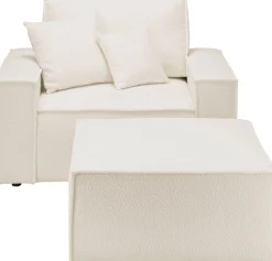 OTTO home Loveseat »FINNLEY Bouclé, Loveseat & Hocker im Set, inkl. Zierkissen« 2 Stk. tlg. verfügbar in den Stoffqualitäten Bouclé, Struktur fein und Mega Cord