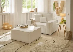 OTTO home Loveseat »FINNLEY Bouclé, Loveseat & Hocker im Set, inkl. Zierkissen« 2 Stk. tlg. verfügbar in den Stoffqualitäten Bouclé, Struktur fein und Mega Cord