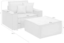 OTTO home Loveseat »FINNLEY Bouclé, Loveseat & Hocker im Set, inkl. Zierkissen« 2 Stk. tlg. verfügbar in den Stoffqualitäten Bouclé, Struktur fein und Mega Cord