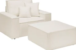 OTTO home Loveseat »FINNLEY Bouclé, Loveseat & Hocker im Set, inkl. Zierkissen« 2 Stk. tlg. verfügbar in den Stoffqualitäten Bouclé, Struktur fein und Mega Cord