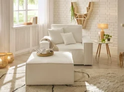 OTTO home Loveseat »FINNLEY Bouclé, Loveseat & Hocker im Set, inkl. Zierkissen« 2 Stk. tlg. verfügbar in den Stoffqualitäten Bouclé, Struktur fein und Mega Cord