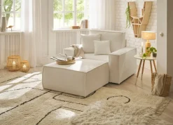OTTO home Loveseat »FINNLEY Bouclé, Loveseat & Hocker im Set, inkl. Zierkissen« 2 Stk. tlg. verfügbar in den Stoffqualitäten Bouclé, Struktur fein und Mega Cord