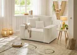 OTTO home Loveseat »FINNLEY Bouclé, XXL-Sessel, Lesesessel, inkl. Zierkissen« 1 Stk. tlg. verfügbar in den Stoffqualitäten Bouclé, Struktur fein und Mega Cord