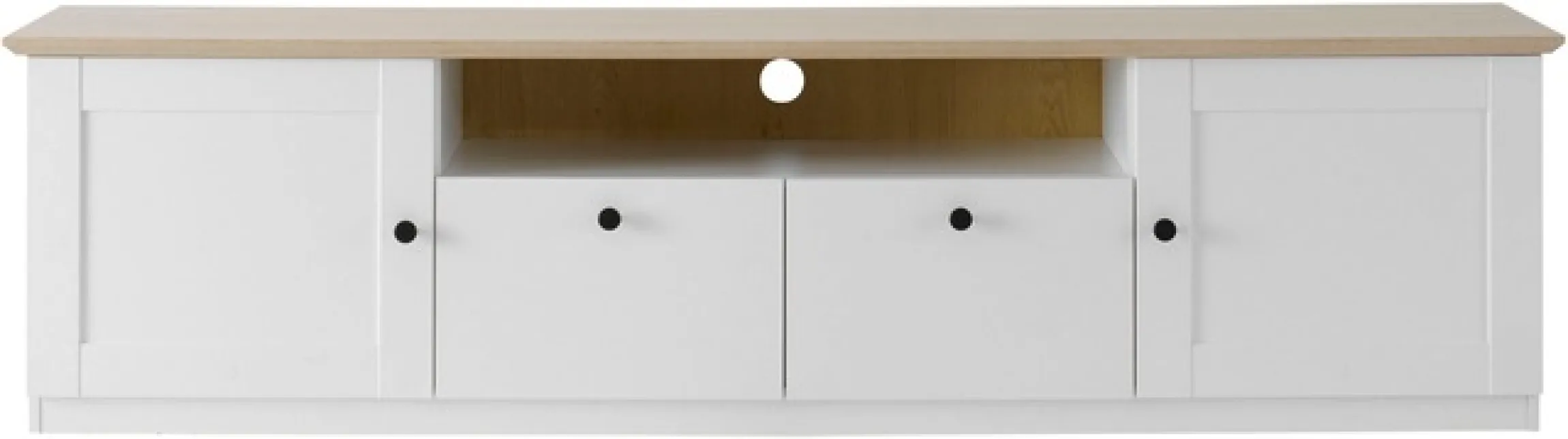 OTTO home Lowboard »Brest, TV-Unterschrank, Kommode, TV-Schrank im Landhausstil« schwarze Metallgriffe, ausreichend Stauraum, 204 cm breit