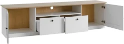 OTTO home Lowboard »Brest, TV-Unterschrank, Kommode, TV-Schrank im Landhausstil« schwarze Metallgriffe, ausreichend Stauraum, 204 cm breit